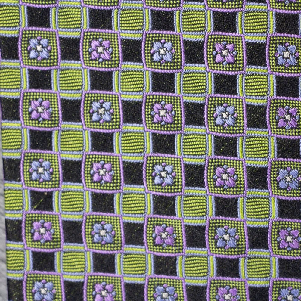 Robert Talbott‎ Best of Class Mens Silk Tie Green Purple Geometric Floral